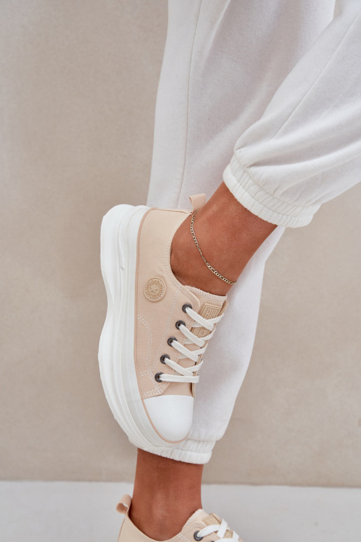 Dámske Topánky s trendovou masívnou podrážkou Big Star NN274127 béžová Dámske Topánky s trendovou masívnou podrážkou Big Star NN274127 béžová