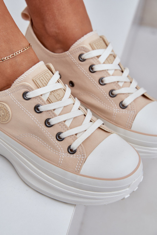 Dámske Topánky s trendovou masívnou podrážkou Big Star NN274127 béžová Dámske Topánky s trendovou masívnou podrážkou Big Star NN274127 béžová