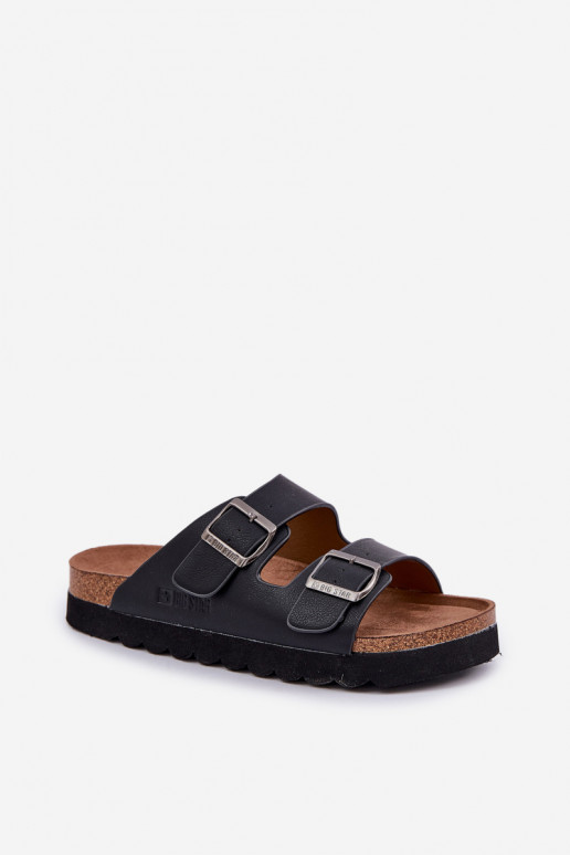 Ľahké pánske papuče s prackami z eko kože Big Star NN174531 čierna Ľahké pánske papuče s prackami z eko kože Big Star NN174531 čierna