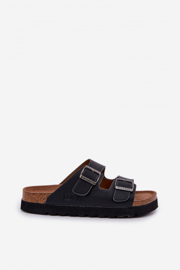 Ľahké pánske papuče s prackami z eko kože Big Star NN174531 čierna 2