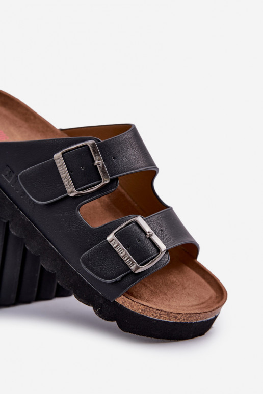 Ľahké pánske papuče s prackami z eko kože Big Star NN174531 čierna Ľahké pánske papuče s prackami z eko kože Big Star NN174531 čierna