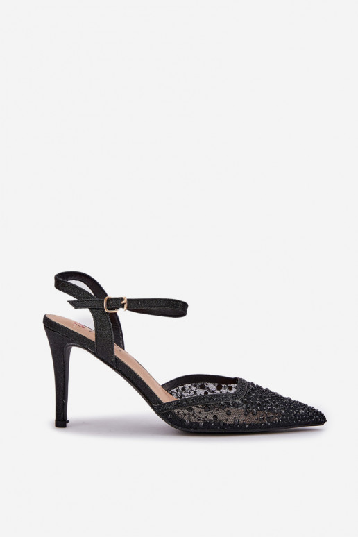 Zdobené štekle s otvorenou pätou čierna Zapnuténadra