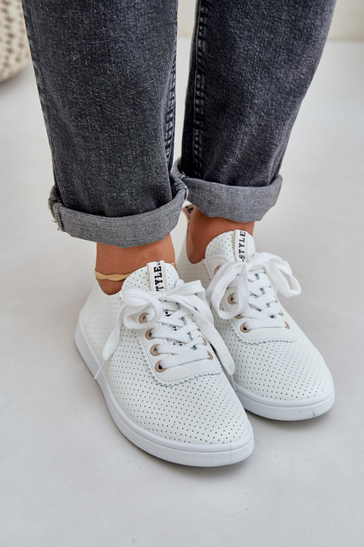 Dámske prelamované šnurovacie tenisky slonovina Carinel