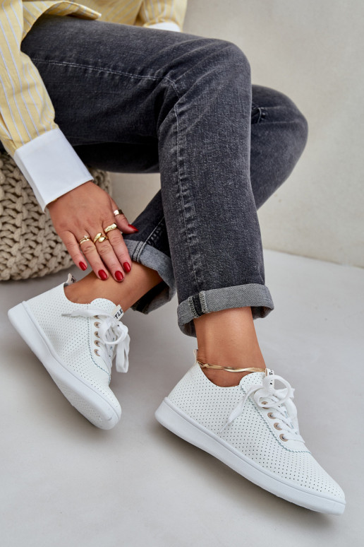 Dámske prelamované šnurovacie tenisky slonovina Carinel