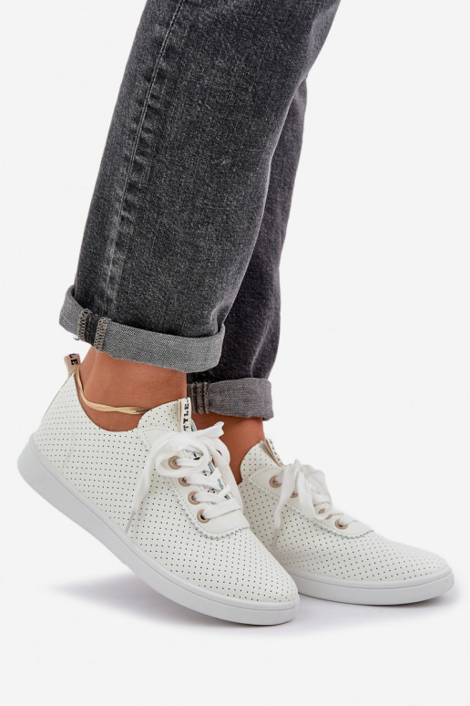 Dámske prelamované šnurovacie tenisky slonovina Carinel