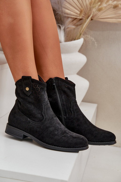 Prelamované čižmy so širokými podpätkami S.Barski HY51-063 čierna