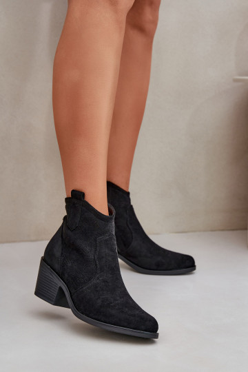 čižmy v kovbojskom štýle Zapnuté Hrad Eko Prelamovaný semiš S.Barski HY51-061 čierna 2