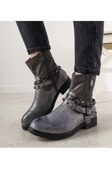 Šedé členkové čižmy s...