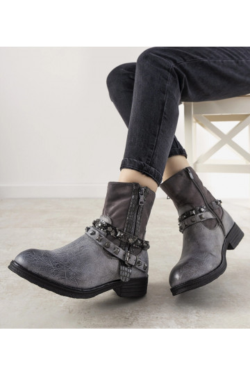 Šedé členkové čižmy s... 2