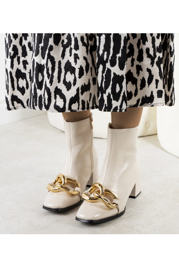 Béžové lakované členkové...