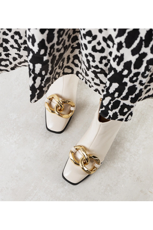 Béžové lakované členkové čižmy Milanel