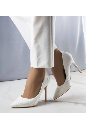 Biele prešívané lodičky Lore