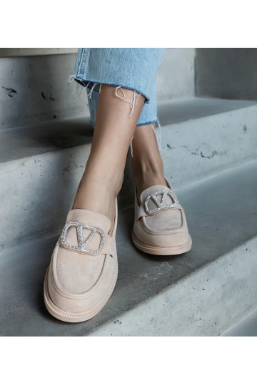Béžové mokasíny zdobené...
