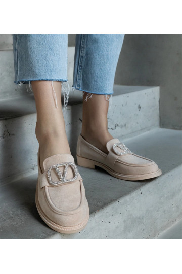 Béžové mokasíny zdobené... 2