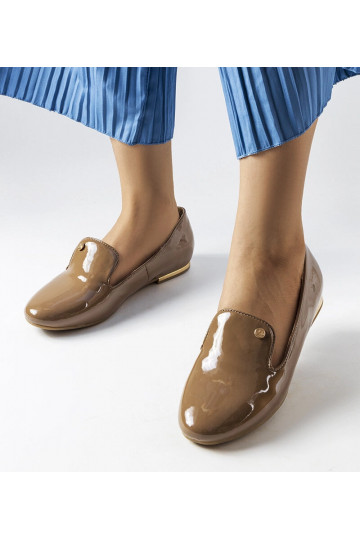 Hnedé lakované topánky Lang