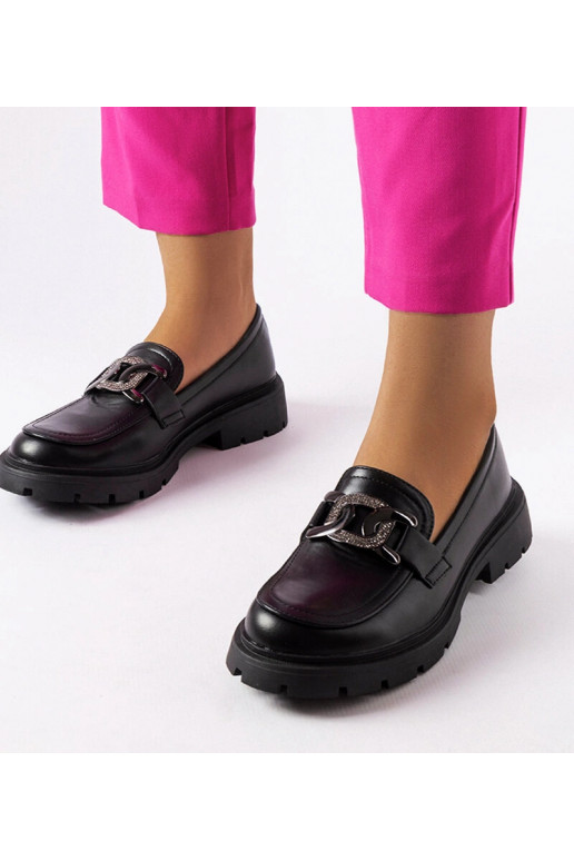 Čierne elegantné mokasíny so zirkónmi...