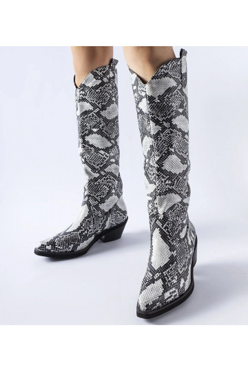 Kovbojské čižmy Chapin Black and White Snake Print