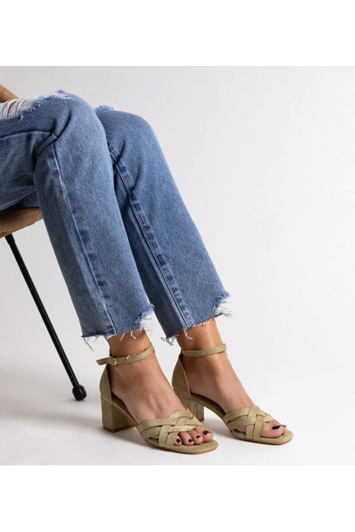 Zelené sandále Wajda na vysokom podpätku