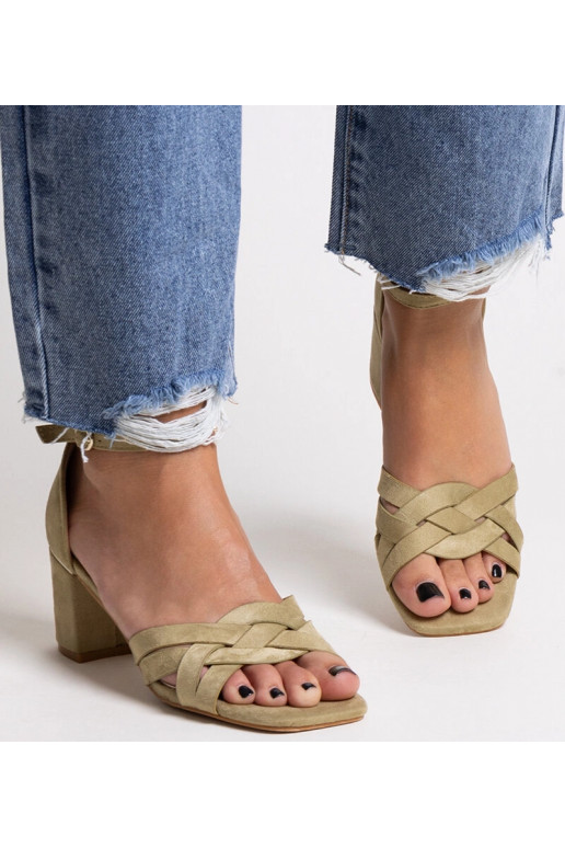 Zelené sandále Wajda na vysokom podpätku