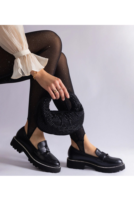 Čierne mokasíny z umelej kože zdobené...