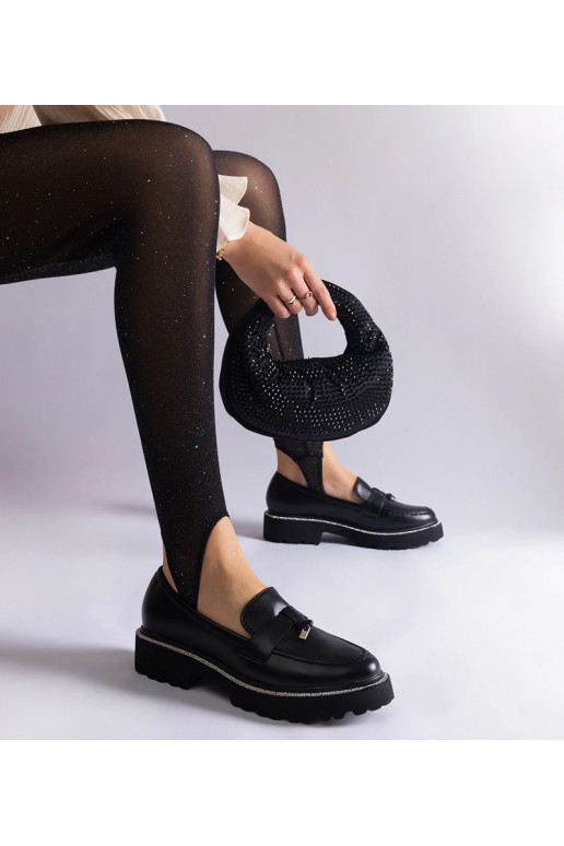 Čierne mokasíny z umelej kože zdobené...