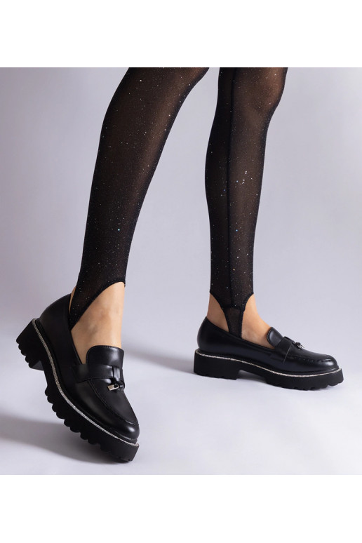 Čierne mokasíny z umelej kože zdobené...