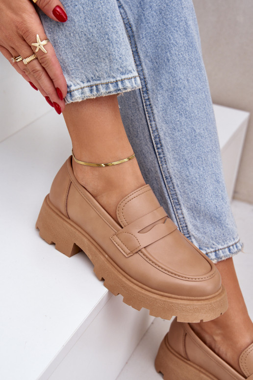 dámske mokasíny z eko kože béžová Sendall