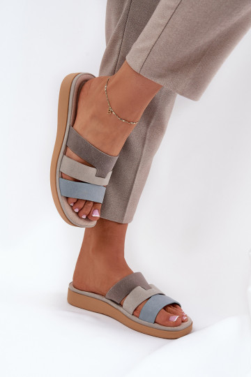 Pohodlné dámske papuče béžová-Modrá Oxena