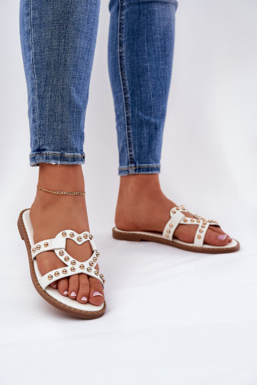 Zdobené rovná sa Dámske papuče biela farba Adivrae