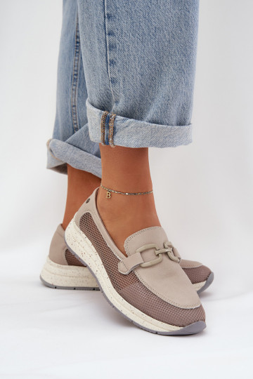 Dámske Kožené Mokasíny D&A TIN210 sivá