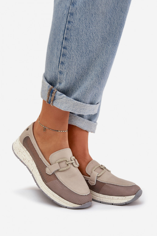 Dámske Kožené Mokasíny D&A TIN210 sivá