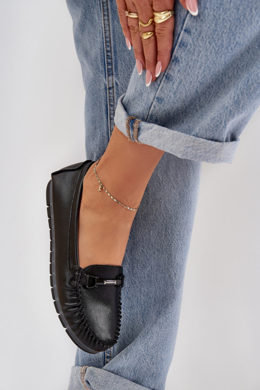 rovná sa Kožené Mokasíny s ozdobami S.Barski LR51-547 čierna rovná sa Kožené Mokasíny s ozdobami S.Barski LR51-547 čierna