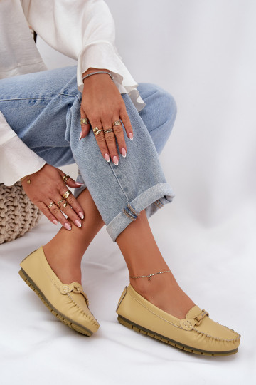 rovná sa Kožené Mokasíny s ozdobami S.Barski LR51-547 žltá