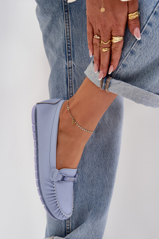 rovná sa Kožené Mokasíny s ozdobami S.Barski LR51-547 Modrá rovná sa Kožené Mokasíny s ozdobami S.Barski LR51-547 Modrá