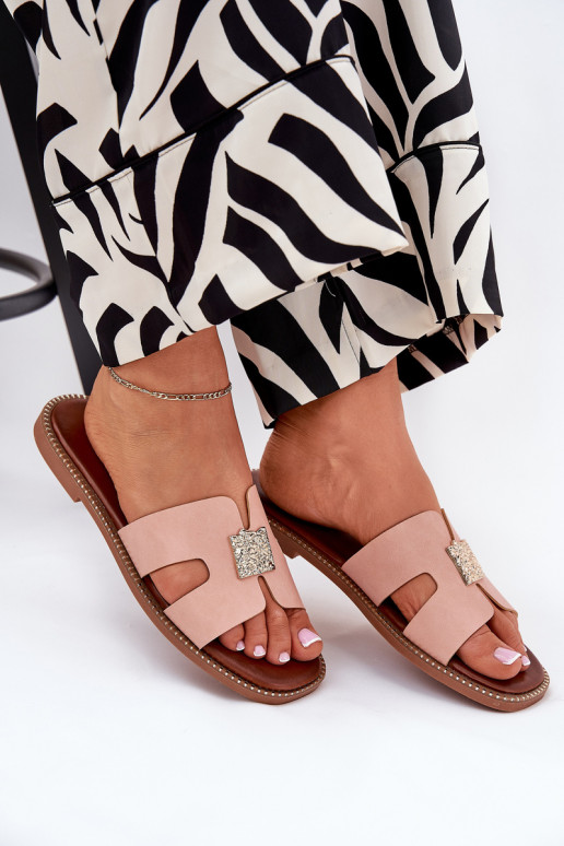 rovná sa Papuče S výrezmi A Dekorácia Ružová Bohalis