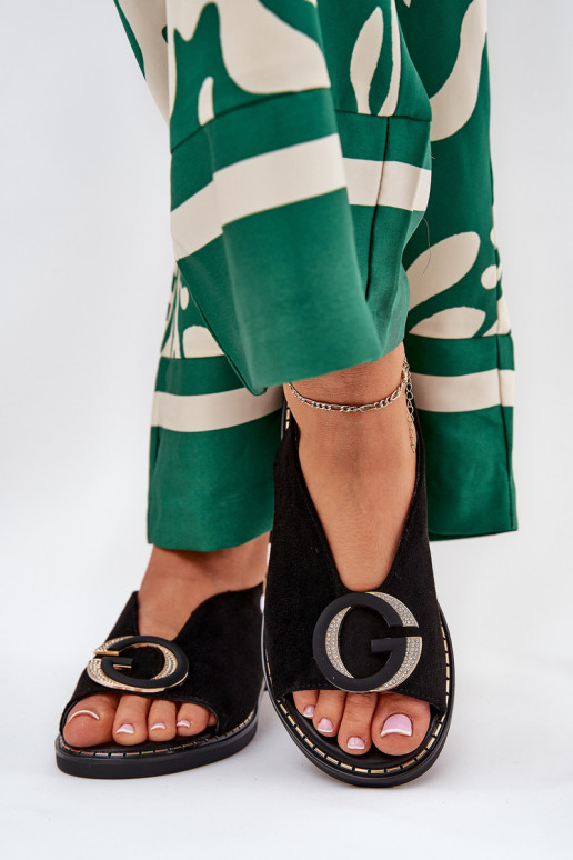 Ploché sandále s ozdobami čierna Haliones Ploché sandále s ozdobami čierna Haliones