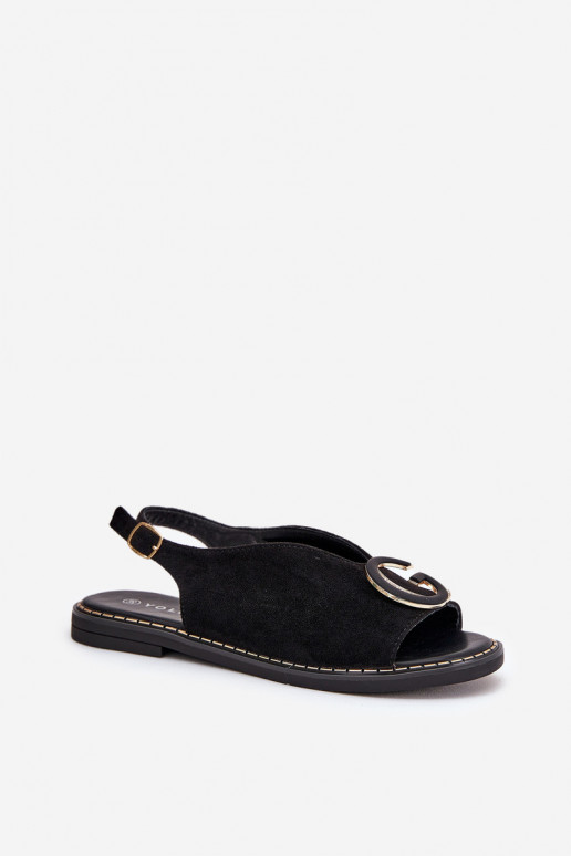 Ploché sandále s ozdobami čierna Haliones Ploché sandále s ozdobami čierna Haliones