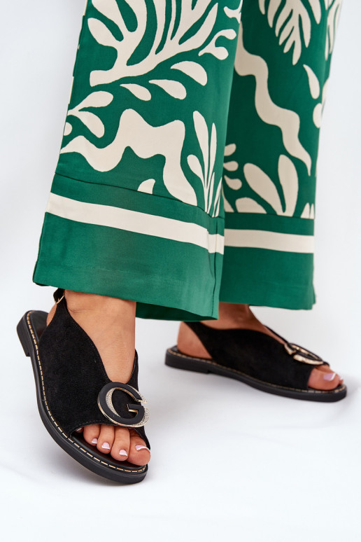 Ploché sandále s ozdobami čierna Haliones Ploché sandále s ozdobami čierna Haliones