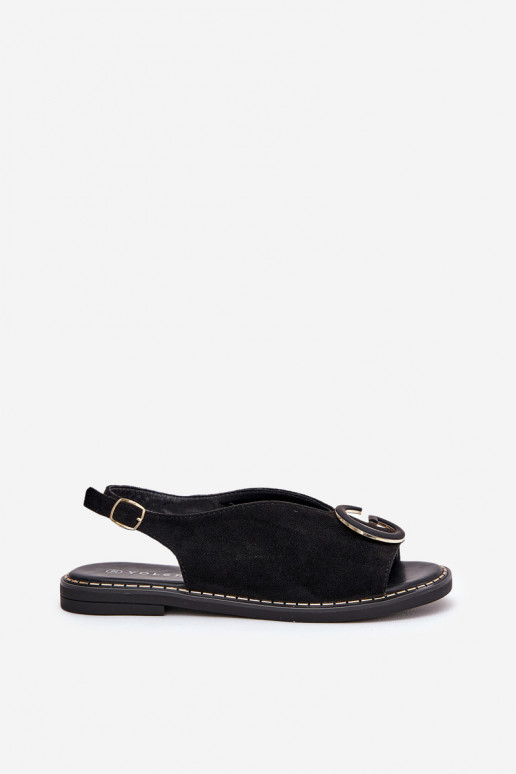 Ploché sandále s ozdobami čierna Haliones Ploché sandále s ozdobami čierna Haliones