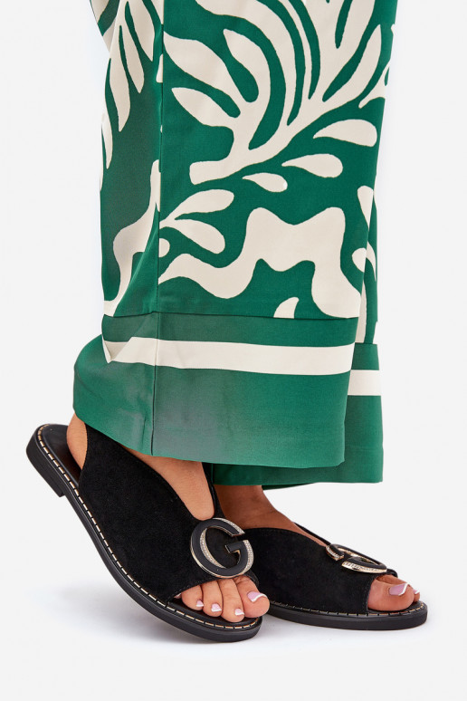 Ploché sandále s ozdobami čierna Haliones Ploché sandále s ozdobami čierna Haliones