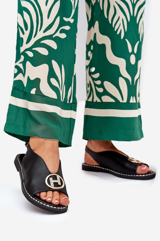 rovná sa Elegantný štýl sandále s ozdobami čierna Iseliria