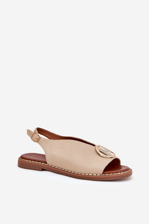 rovná sa Elegantný štýl sandále s ozdobami béžová Iseliria