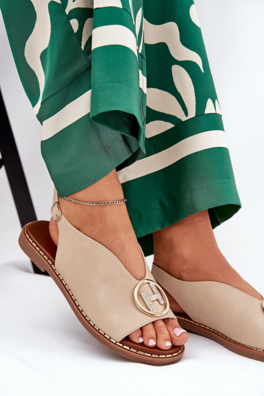 rovná sa Elegantný štýl sandále s ozdobami béžová Iseliria