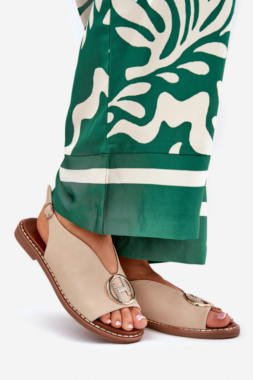 rovná sa Elegantný štýl sandále s ozdobami béžová Iseliria