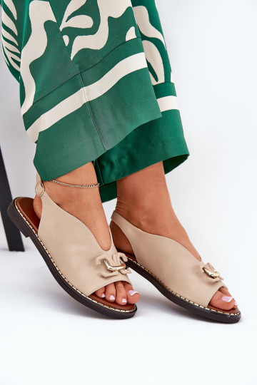 sandále so širokými podpätkami s ozdobami z eko kože béžová Tillireta