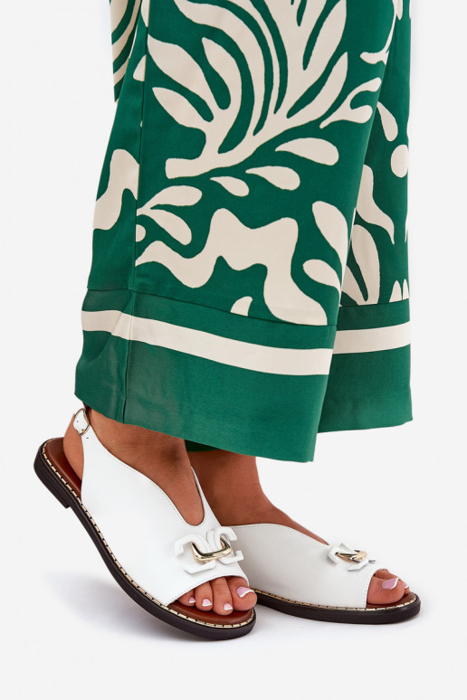 sandále so širokými podpätkami s ozdobami z eko kože biela farba Tillireta