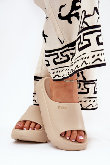 Ľahké papuče Dámske papuče s platformou Big Star RR274A569 béžová