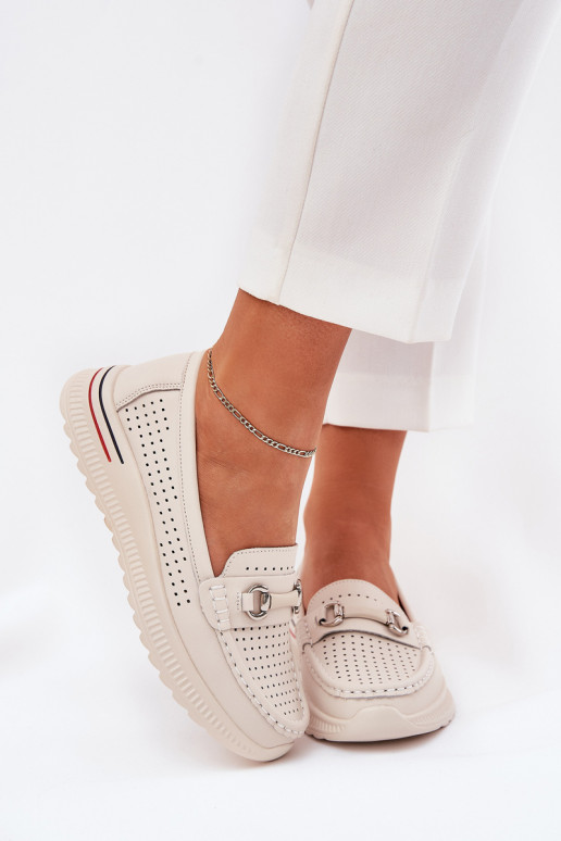 Prelamované balerínky Z Zapnutéturalnej Skóry Vinceza 95331 béžová