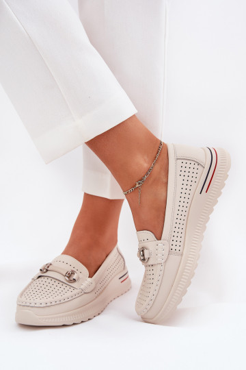 Prelamované balerínky Z Zapnutéturalnej Skóry Vinceza 95331 béžová 2