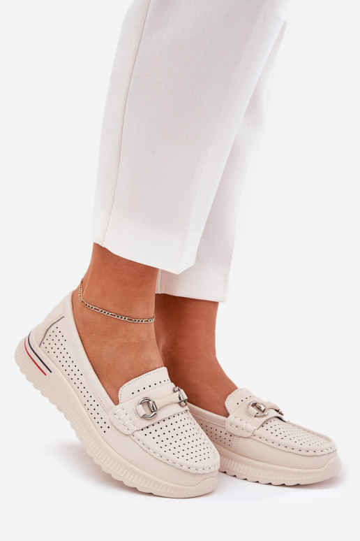 Prelamované balerínky Z Zapnutéturalnej Skóry Vinceza 95331 béžová